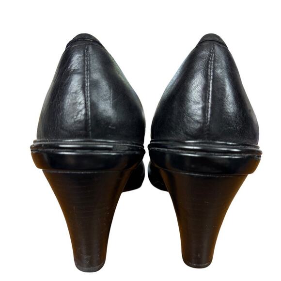 Sofft Womens Solid Black Round Toe Leather Slip On Pumps High Heels sz 9 M - Picture 11 of 16
